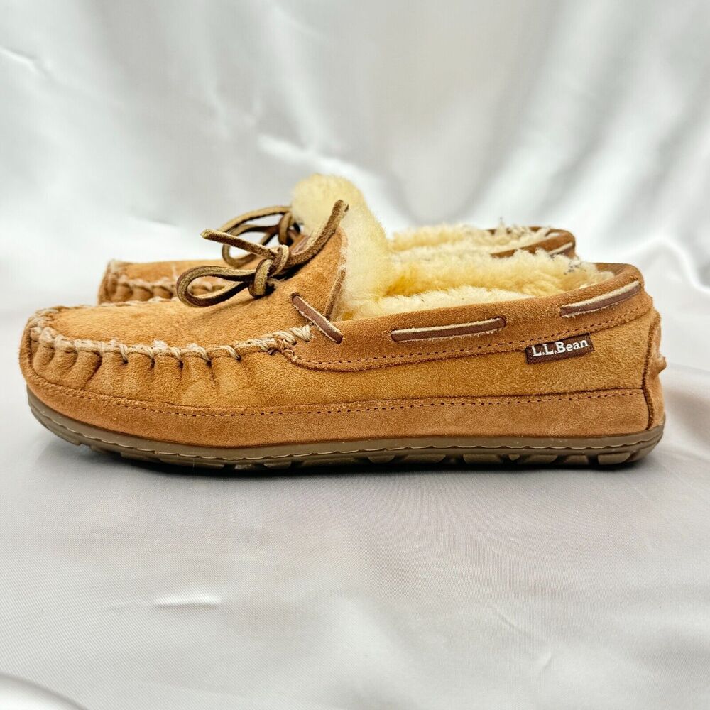 L.L.Bean Wicked Good Moccasins Rubber Sole Shearling Lined Women's Sz 7M
